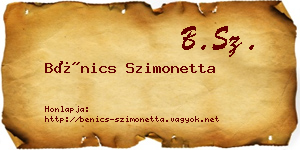 Bénics Szimonetta névjegykártya